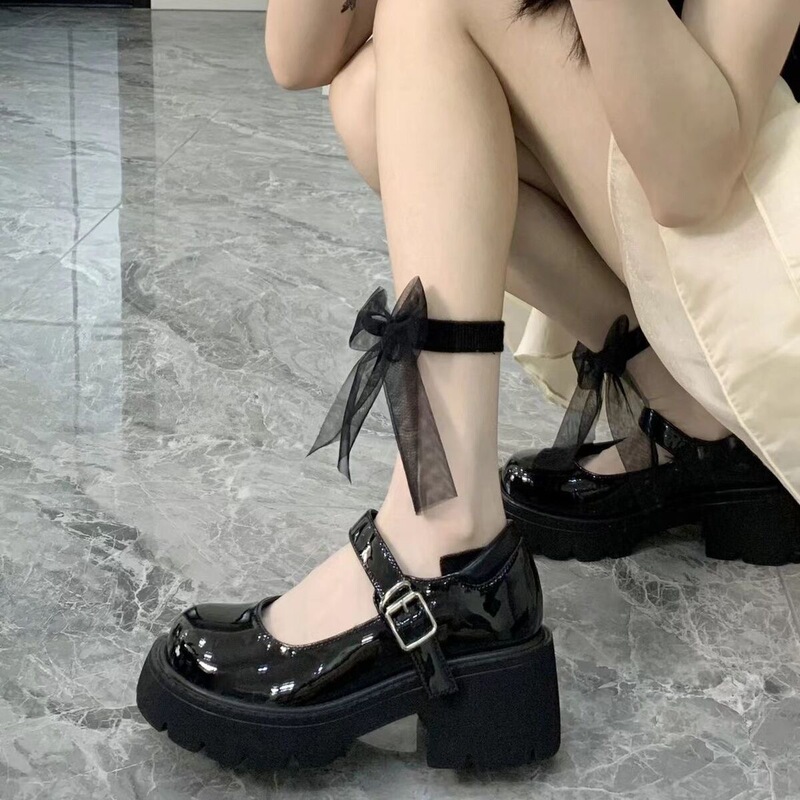 Zhao Lusi Style Retro Thick-Soled High-Heeled Mary Jane Shoes, Round-Toe Comfortable Leather Shoes, Japanese Jk Uniform Single Shoes, Trendy