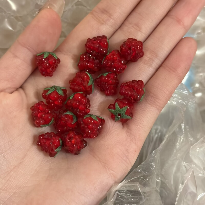 草莓葡萄琉璃珠可爱ins手绘玻璃珠子DIY跨境饰品手工制作用品|undefined