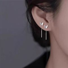 925銀の針の蝶の耳の線の女性の大衆の気質の高級感のイヤリング2025年の新型の潮の甘いショートタイプの耳飾り