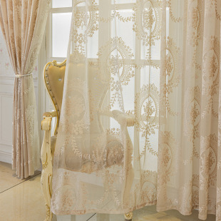 American Jacquard Window Screen Living Room Bedroom Dining Room Transparent Curtain Amazon AliExpress Finished Curtain Factory Wholesale