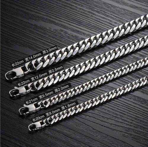 8/10/12/14mm men's titanium steel stainless steel double buckle six-sided grinding necklace thick chain Cuban chain thick chain