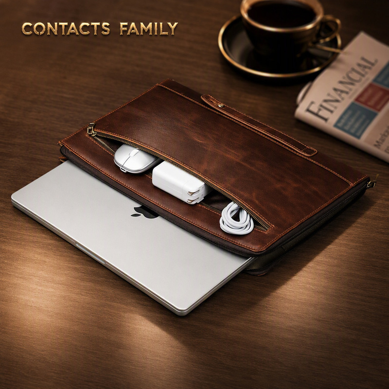 For Apple's New macbook Pro14.2 Protective Case Crazy Horse Oil Leather Wrist Zipper Computer Bag in stock For Apple's New macbook Pro14.2 Protective Case Crazy Horse Oil Leather Wrist Zipper Computer Bag in stock