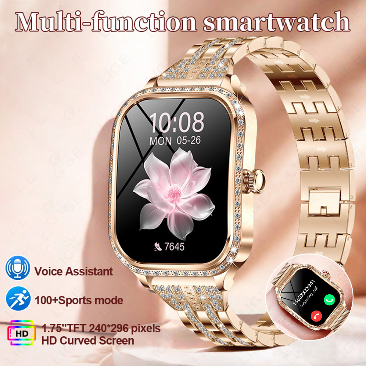 Women's Smartwatch Heart Rate Blood Pressure Monitoring Multiple Sports Modes Watch Faces_voghion.com