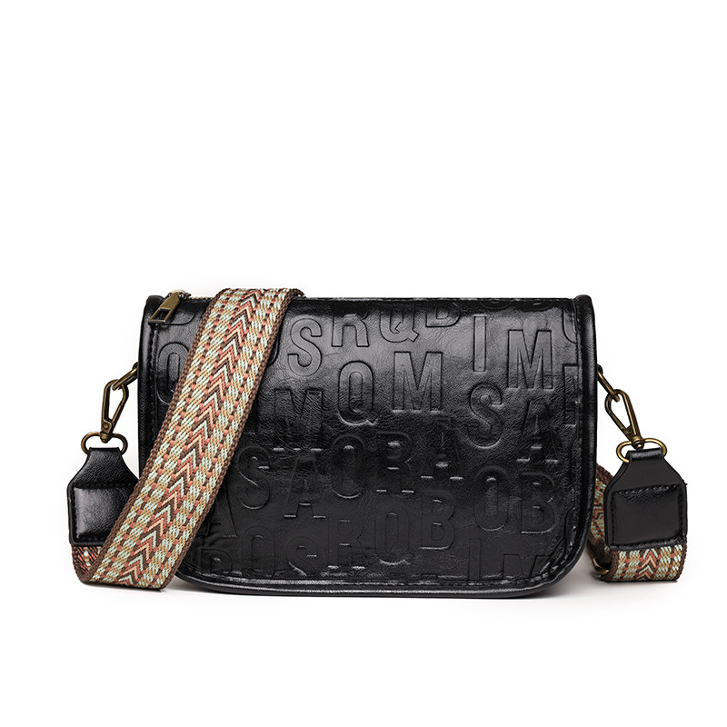 Women's 2026 New Fashion Soft Leather Embossed Shoulder Bag Crossbody Large Capacity Vintage Saddle Pea Bag - Thumbnail 6