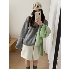木四 100%全羊毛一字领针织衫女秋冬温柔风宽松濮院毛衣上衣M6491