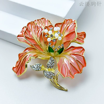 Flower Blossom Enamel Peony Yaxa sancaqları - x0660-flowers-bloom-and-bring-wealth-pink-size-5557-weight-25g