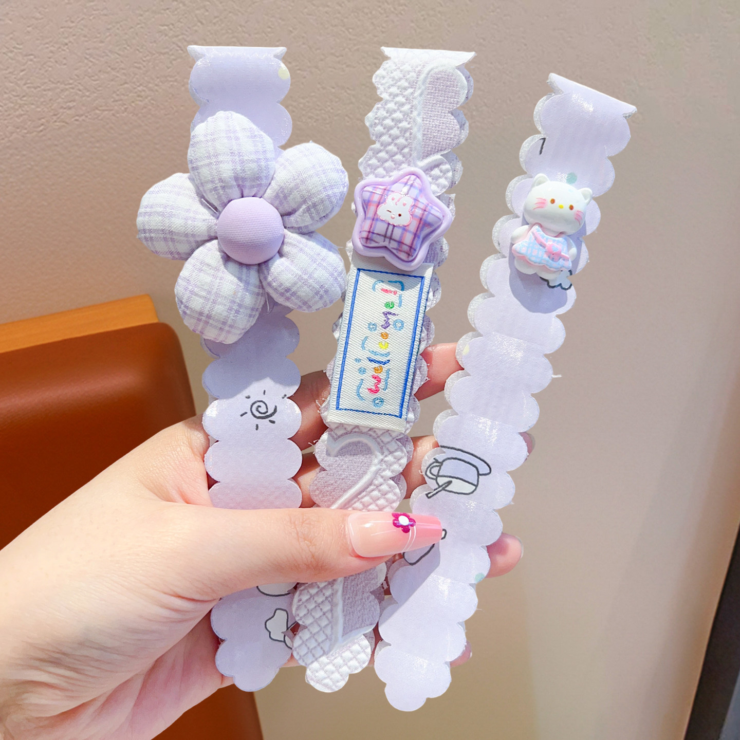 2# パープルフラワーマジックパッチ 3 点セット - マジックパッチ生地 - 約 16cm