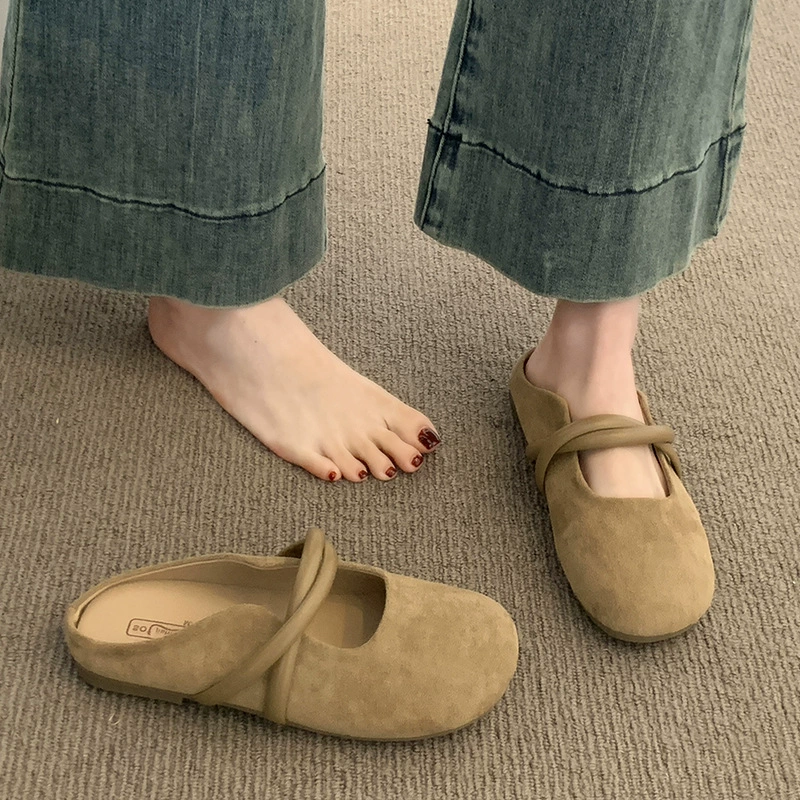 Сандалии Баотоу для женщин летом 2025 года, новые плоские туфли Birkenstock, полуплотные женские туфли, Mary Jane, отдельно обувь