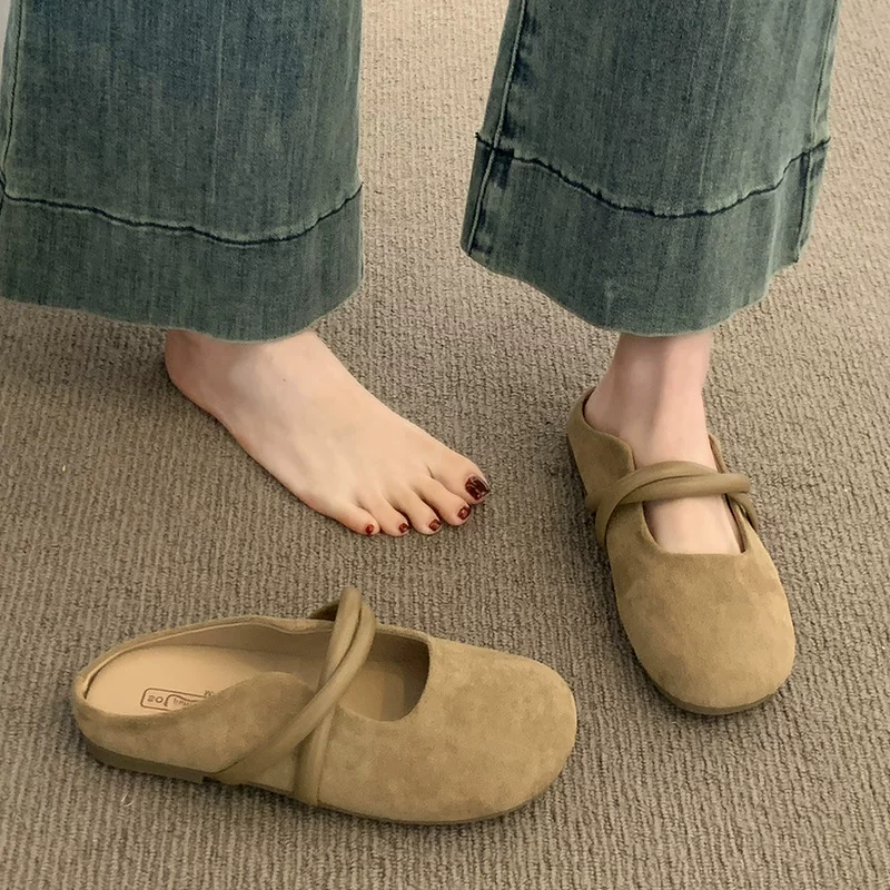 Сандалии Баотоу для женщин летом 2025 года, новые плоские туфли Birkenstock, полуплотные женские туфли, Mary Jane, отдельно обувь