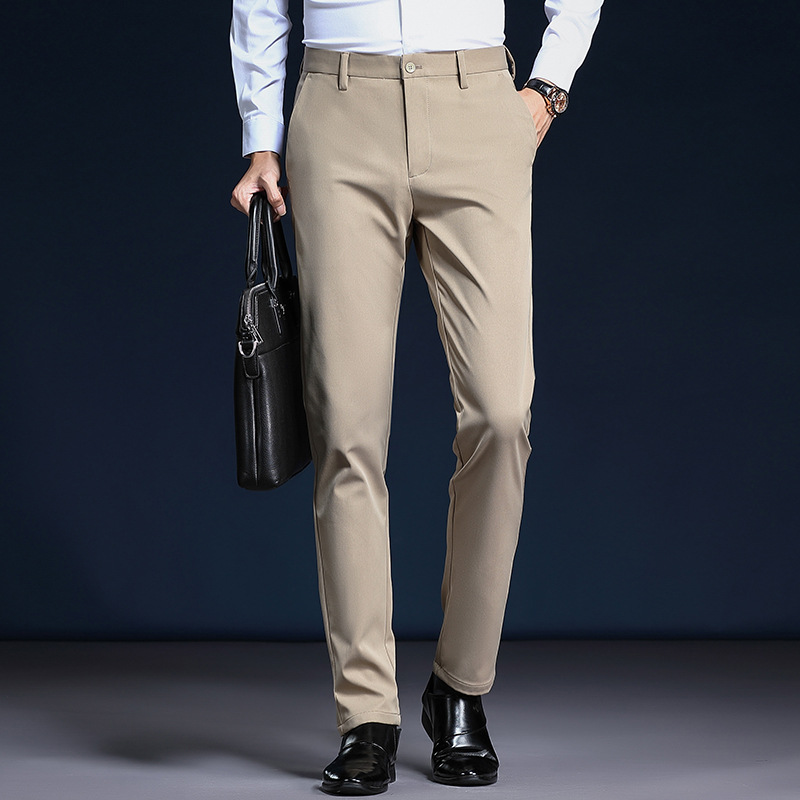 Pantalones para hombres, ropa formal recta sin planchar de negocios de primavera, pantalones casuales delgados de mediana edad, pantalones de trabajo de viaje profesional image 5