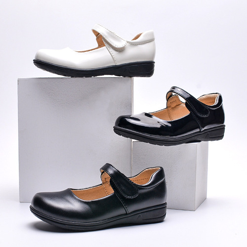 Children's Leather Shoes Black Korean Version Formal Performance Shoes for Older Children Student Etiquette Shoes with Glossy Surface Soft Sole Children's Shoes