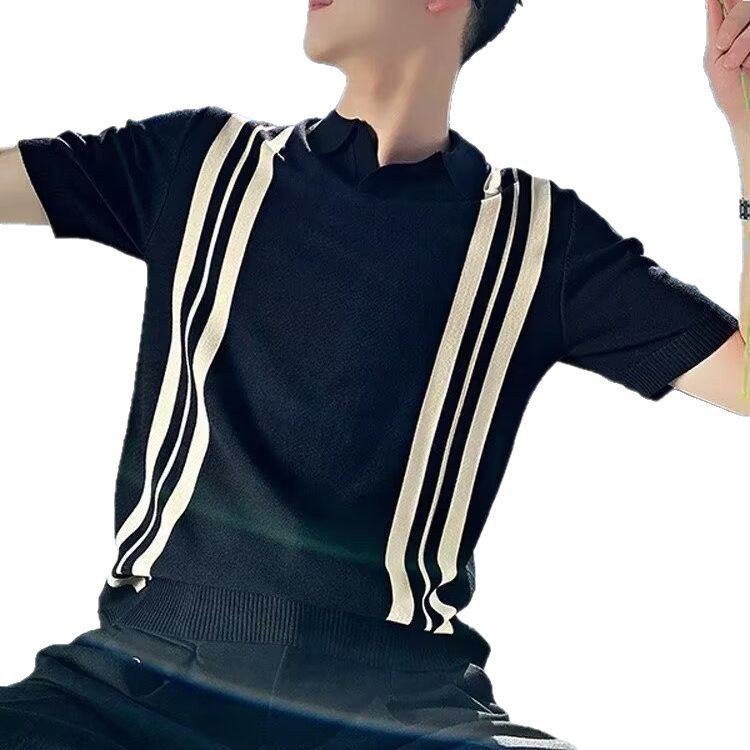 Mayorista masculino juvenil japonés nueva moda polo camisa de verano perezosa tendencia de color puro simple estándar de manga corta