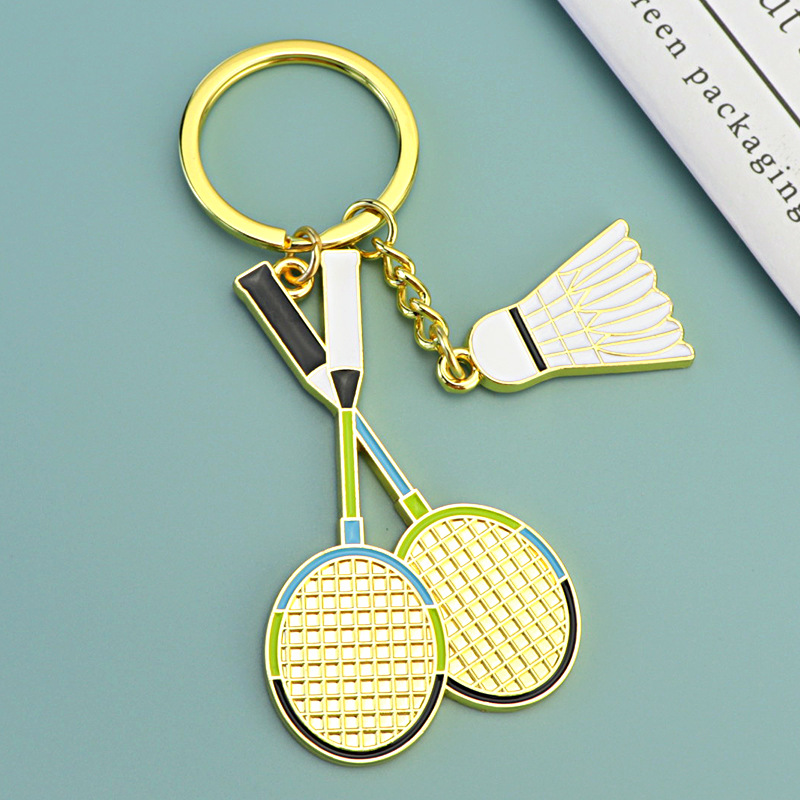 Badminton Commemorative Pendant Keychain Custom Logo Metal Gift_voghion.com