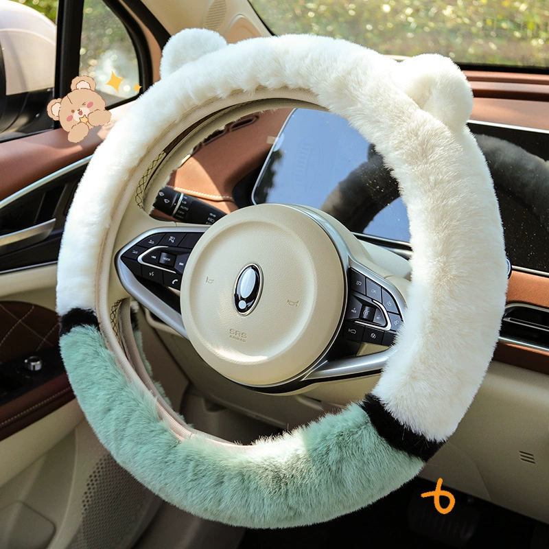 Winter plush keep warm non-slip steering wheel for men and women, cute universal handle