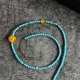 复古绿松石米珠项链波西米亚民族风小众设计高级感百搭项链