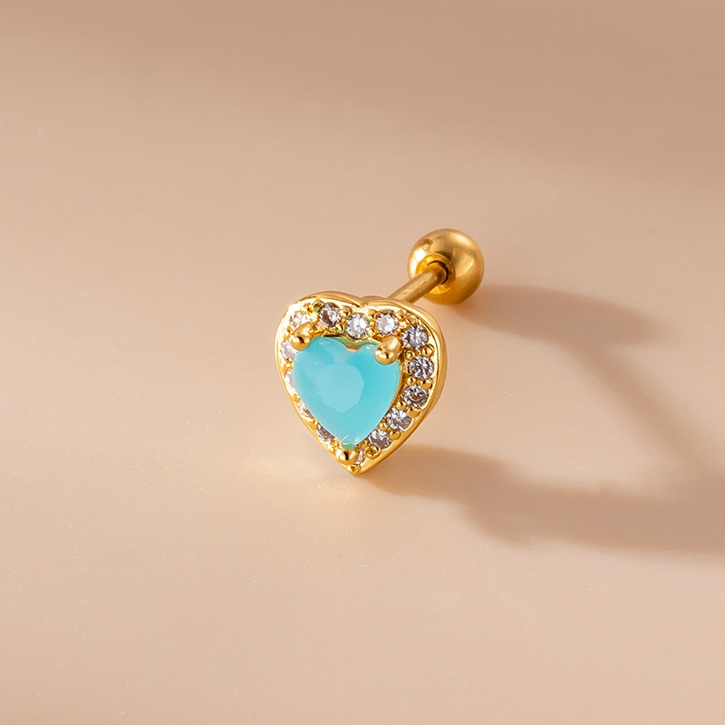 Fashion Heart Shape Bow Knot Stainless Steel Ear Studs Inlaid Zircon Stainless Steel Earrings 1 Piec