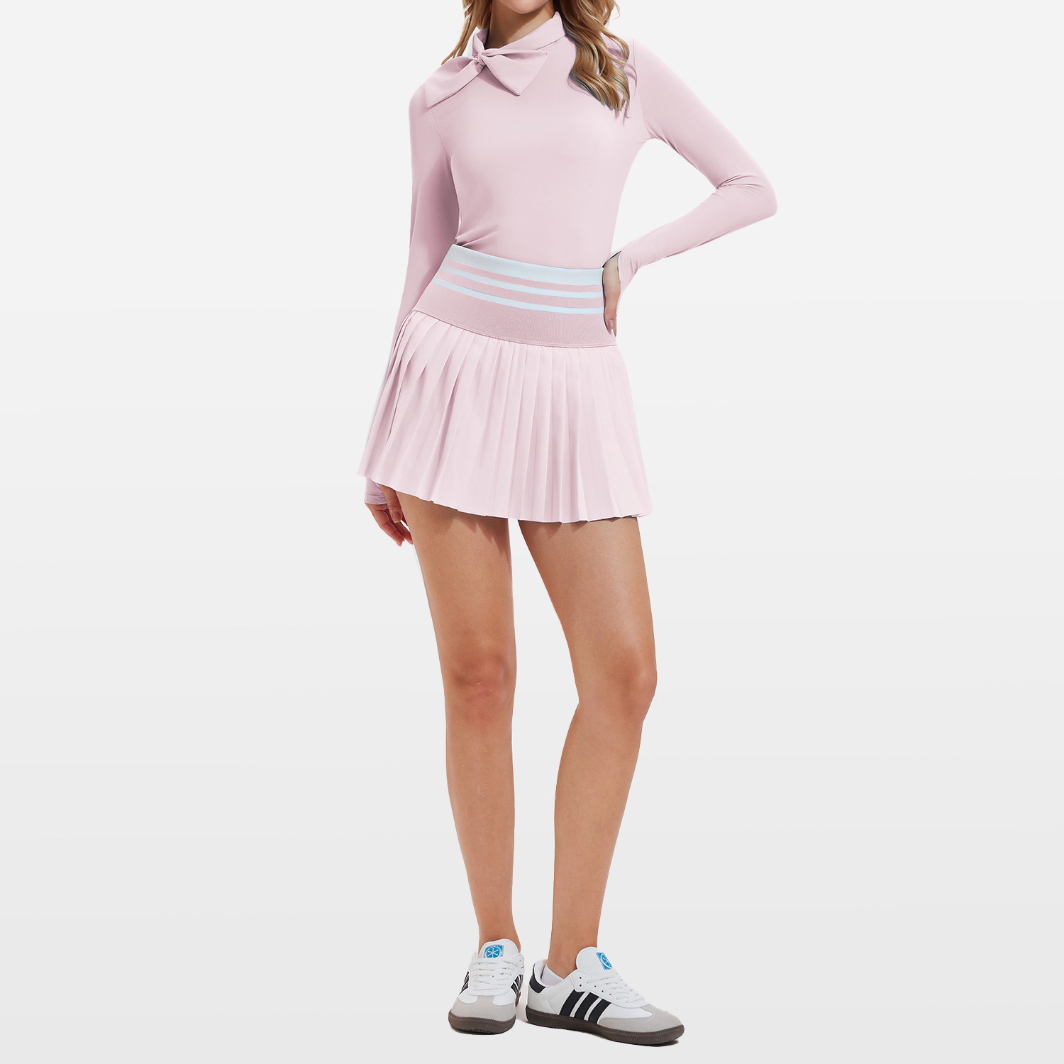 Cross-border nuevo deportivo de mangas largas para mujeres delgadas de cuello alto arco ropa de fitness set de tenis de carrera al aire libre