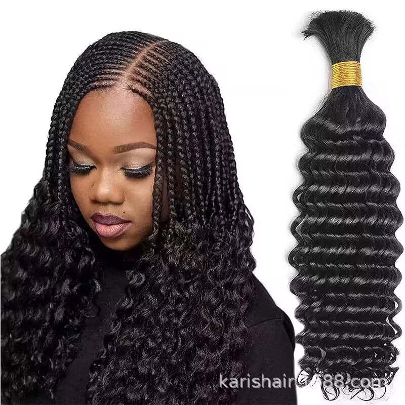 Mango de pelo recto de fibra de vidrio pelo rizado profundo pelo a granel peluca de cabello humano real mango de pelo onda profunda