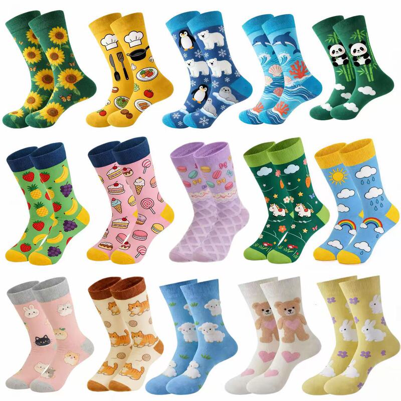 Amazon's New Original Women's Socks, Animal Socks, Fruit Socks, Mid-Calf Socks, Trendy Socks, Cross-Border Funny Cartoon Socks in Stock