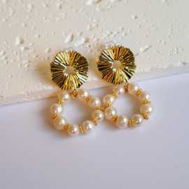 法式复古高级淡水珍珠earrings轻奢高级感耳环跨境耳饰女