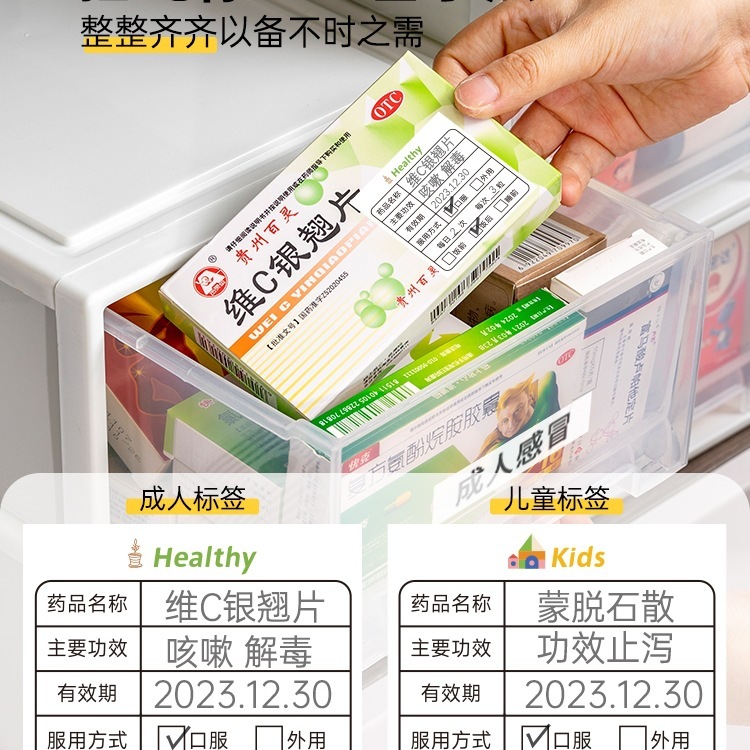 药箱家庭装抽屉式家用收纳柜大容量药品整理箱多层医药应急药片盒|undefined