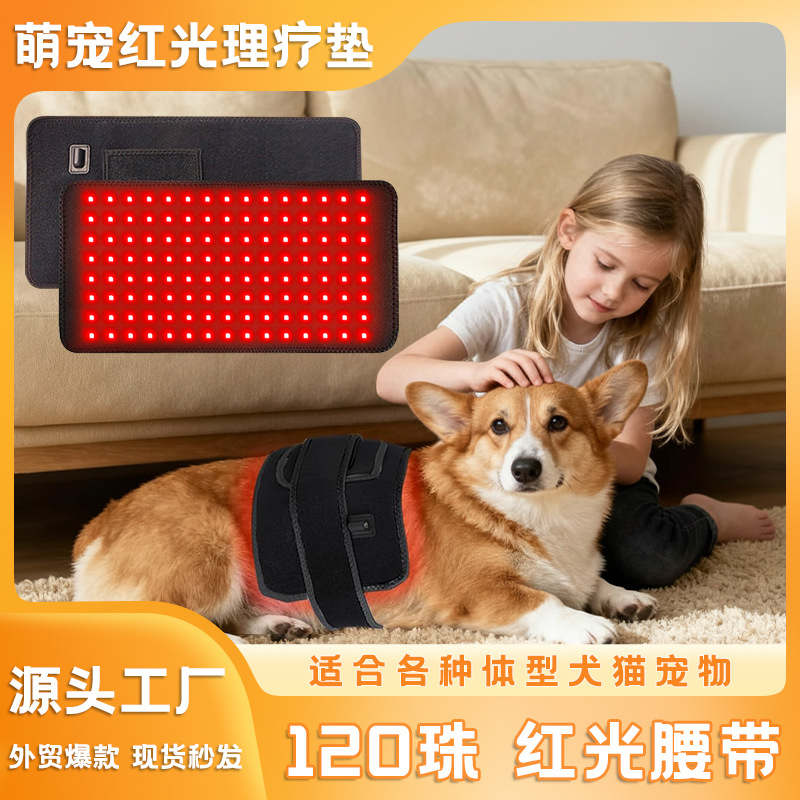 120 perlas cinturón de fisioterapia de luz roja infrarroja para mascotas cinturón de fisioterapia de luz roja infrarroja para gatos y perros luz asada para ayudar a acondicionar el cinturón de protección de luz infrarroja
