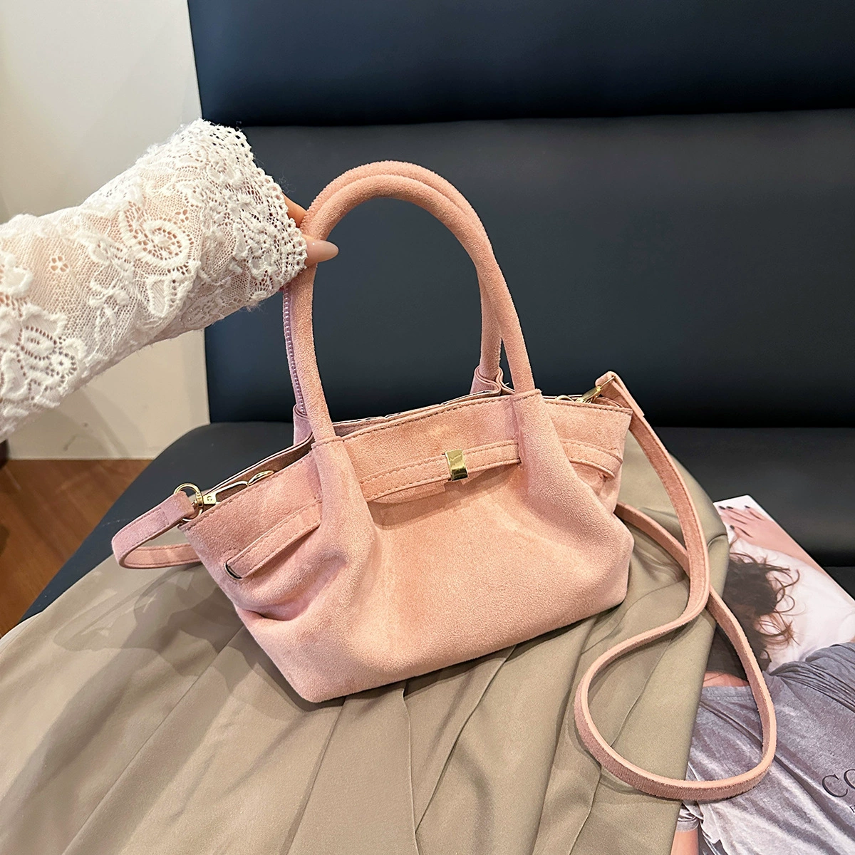 Однотонная матовая ретро-сумочка через плечо, просторная tote, 30×13×21 см