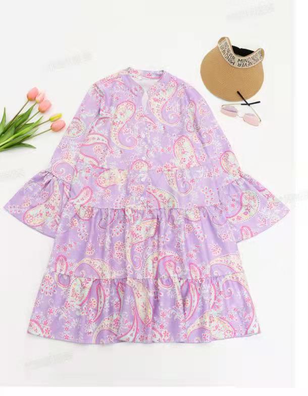 Women's Swing Dress Elegant V Neck Printing Nine Points Sleeve Printing Above Knee Daily Street display picture 8