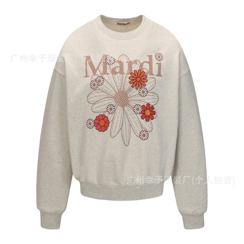 韩国Mardi卫衣赵露思同款小雏菊腊肠狗女秋冬刺绣印花套头圆领外|undefined