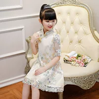 Платье Cheongsam для девочек. Летнее детское платье. Новое платье принцессы 2021 года. Костюм для выступлений Guzheng. Древний ханьфу для девочек.
