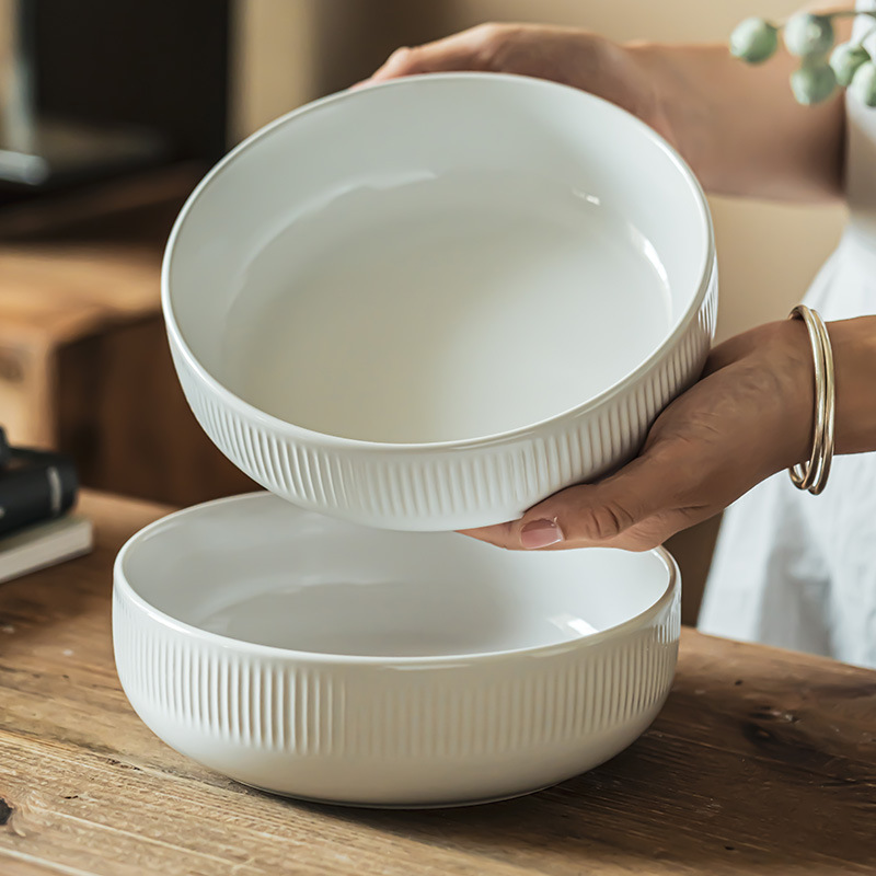 Luz y lujo de alta calidad, plato cerámico profundo de color sólido, plato vertical, plato de cocina grande, plato de cocina