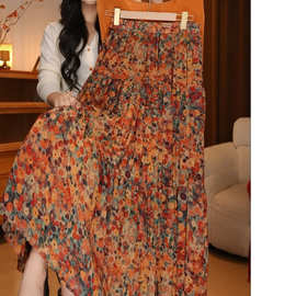 2026年春季新款大摆裙松紧腰垂感字裙