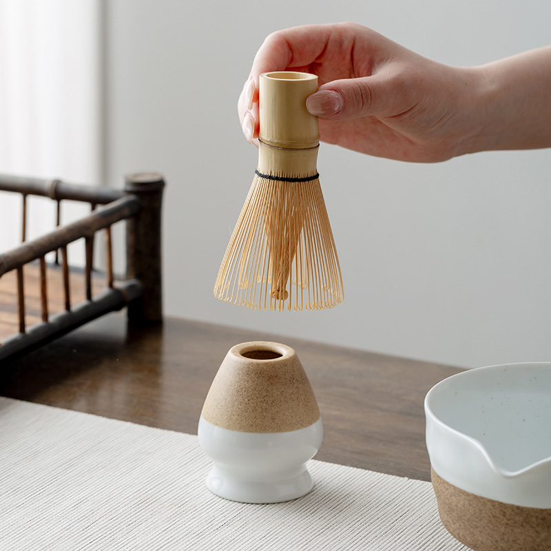粗陶抹茶ボウル手作りセラミック茶泡立て器スタンドミキサー茶こてレトロネジ形鷹のくちばし宋代茶道具|undefined