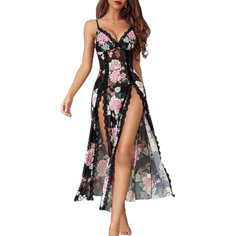 Lingería de interés puro deseo vestido de cabina sexy encaje flor de fragmentación Q ropa interior de interés perspectiva pijama seducción