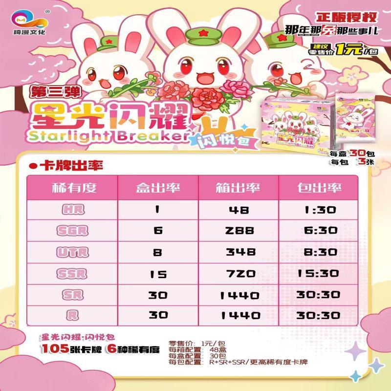 琦趣创想正版授权那年那兔那些事动漫周边星光闪耀收藏卡牌闪悦包|undefined