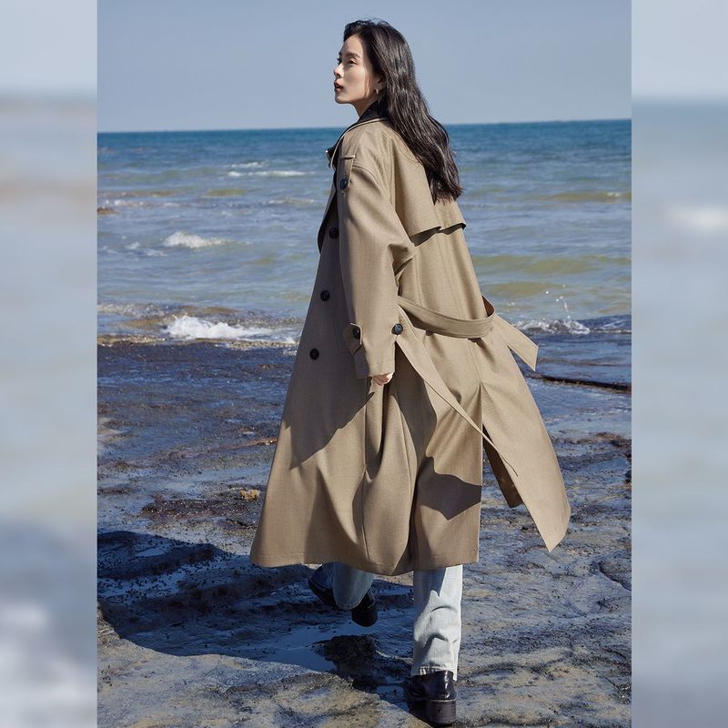 经典廓形中长款风衣外套女秋季新款气质宽松流行百搭气质大衣|undefined