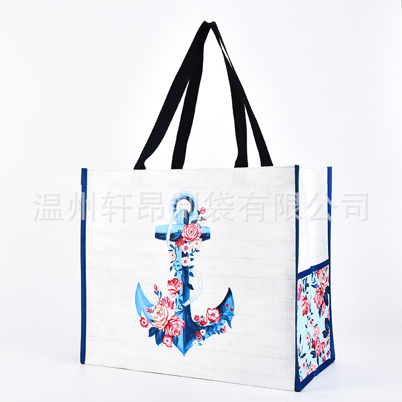 跨境彩印超大号可爱编织超市购物袋家用搬家袋衣物收纳手提袋子