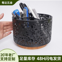 外贸北欧风创意工艺镂空金属笔筒化妆品刷子放置筒铁艺桌面收纳筒