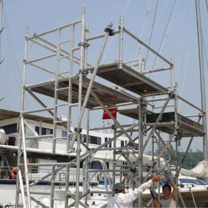 外贸创笙脚手架带梯铝合金产地货源折叠脚手架3m折叠直梯架脚手架