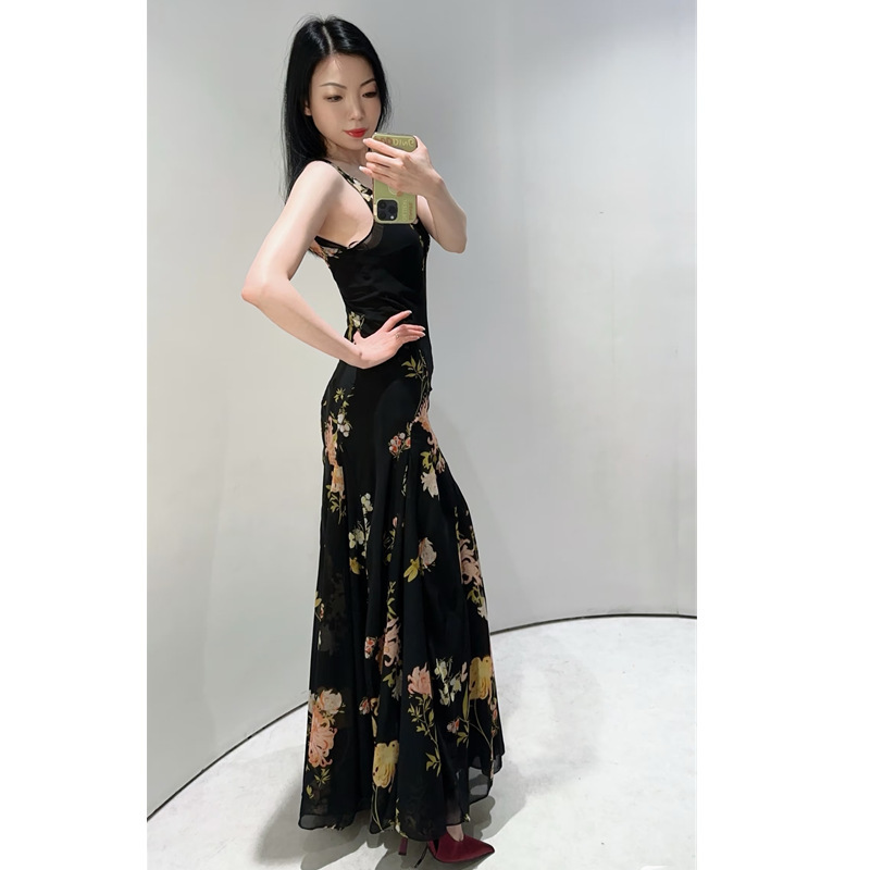 ZA卸売り対外貿易婦人服2025ファッション優雅気質花vネック長型迷笛ワンピース2718100|undefined