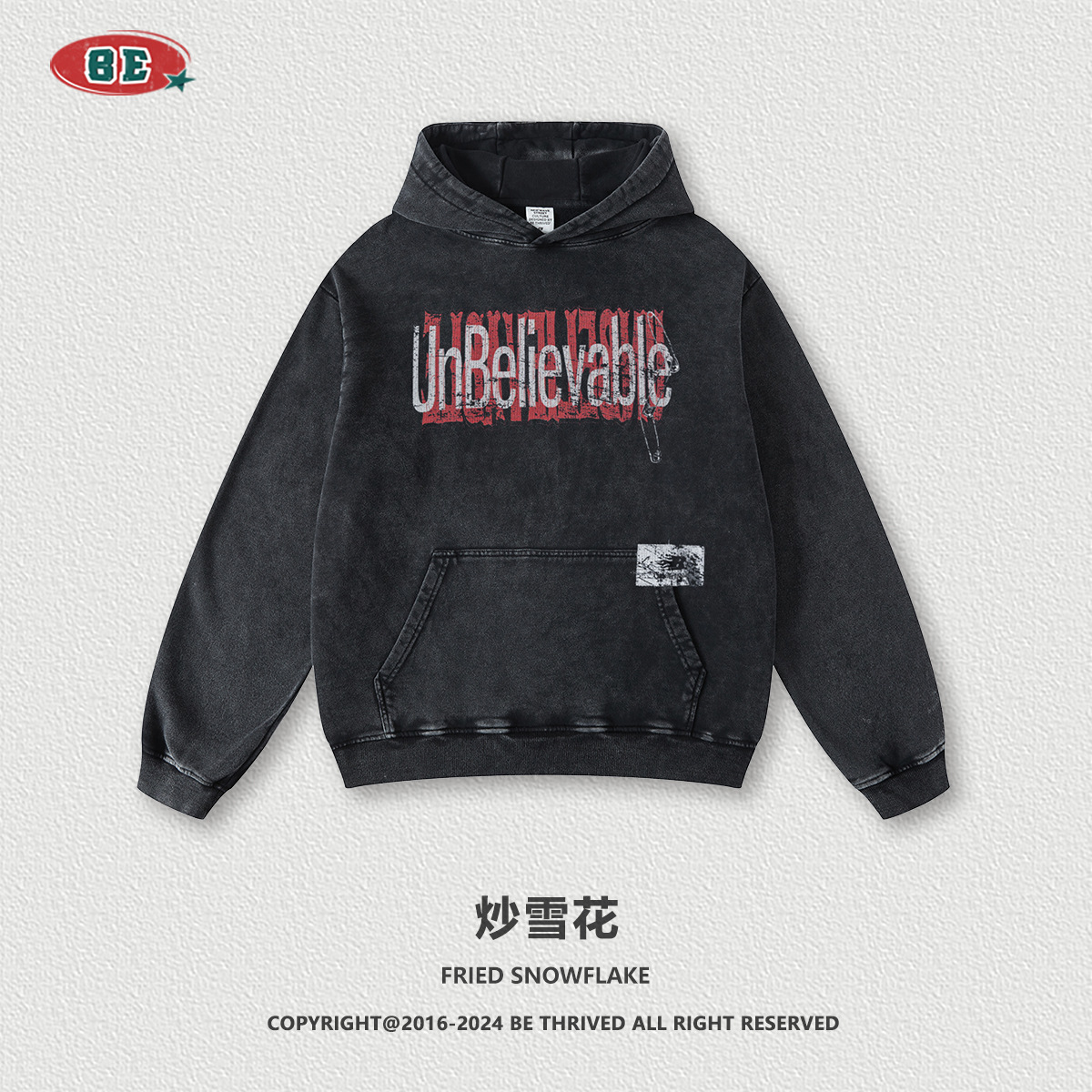 Be Hombres| Otoño y invierno de 2025 estilo americano pesado contraste de color relajado sentido de diseño retro hacer viejas camisetas con capuzas de moda masculina