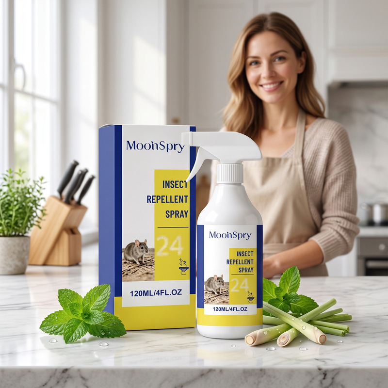 MOONSPRY Multifunctional Mouse Repellent Spray, suitable for both indoor and outdoor use, effectively deters mice and prevents them from chewing and causing damage MOONSPRY Multifunctional Mouse Repellent Spray, suitable for both indoor and outdoor use, effectively deters mice and prevents them from chewing and causing damage