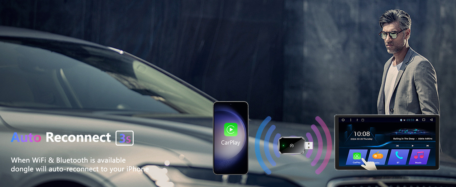 Cross-border 2-in-1 CarPlay box, wired to wireless Android AUTO adapter, car-machine interconnection box