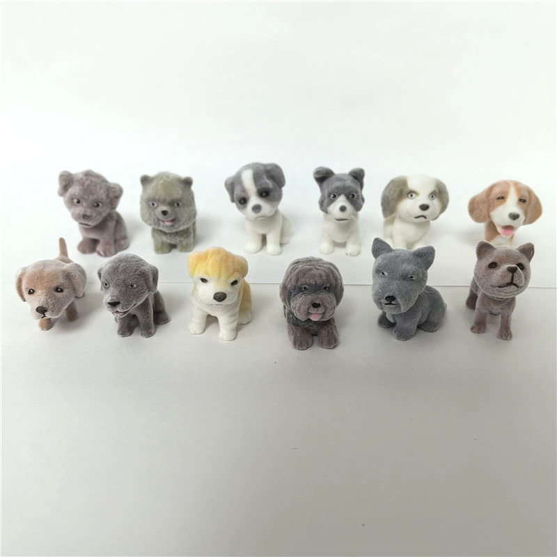 Несколько флокировки 4-5CM Домашняя собака украшение игрушка Тигровая кожа Тедди Сонин песочницы игрушка флокированная игрушка