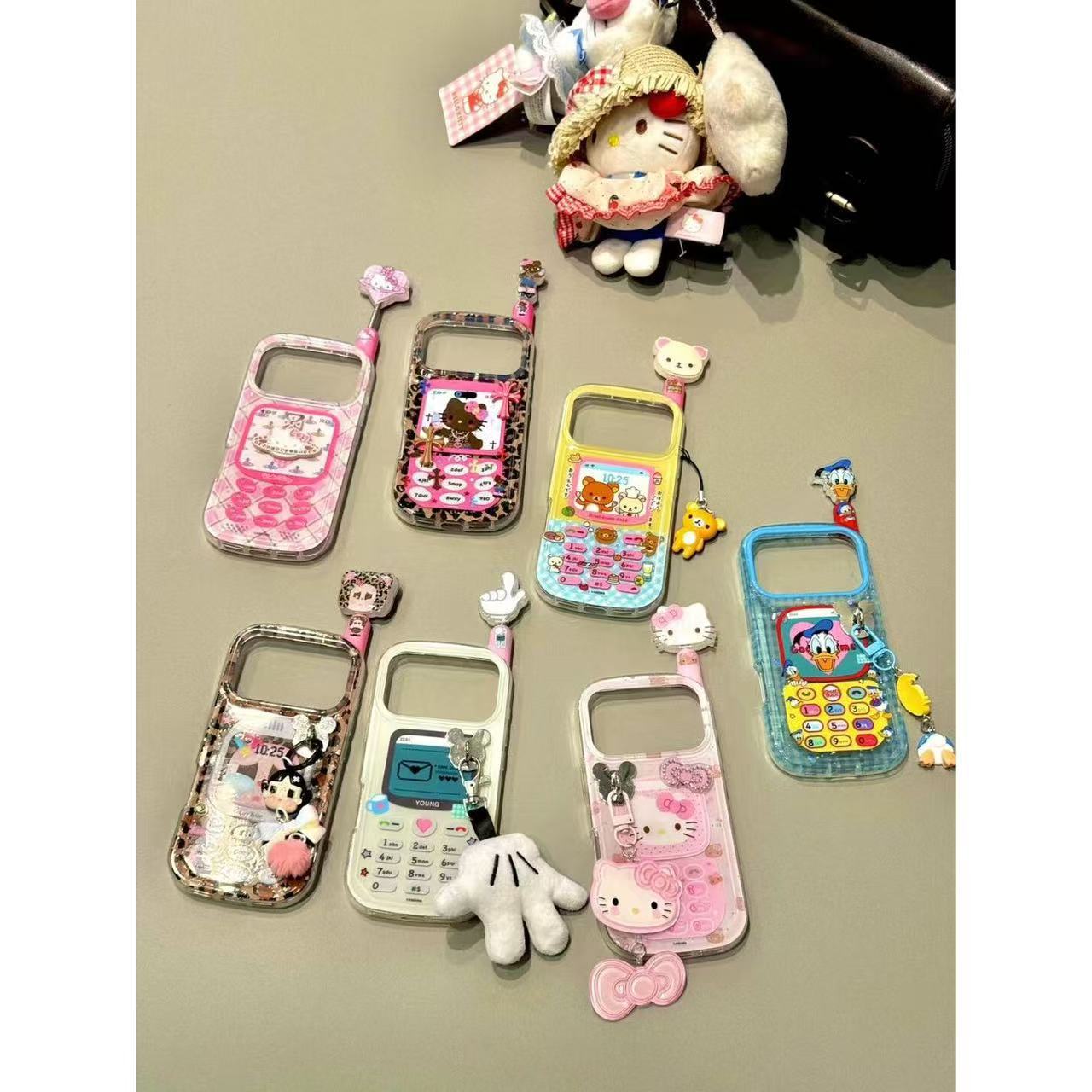 童趣创意唐老鸭猫咪伸缩大哥大适用iphone17prom苹果16p手机壳15p