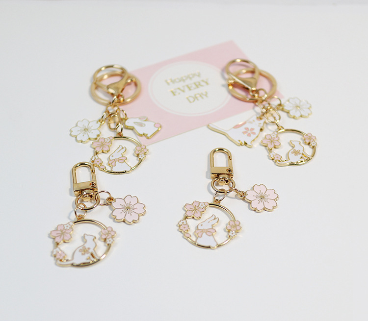 キーホルダー｜うさぎ・かわいい・ピンク・金属製・カップル・ギフト・バッグチャーム・アクセサリー|undefined