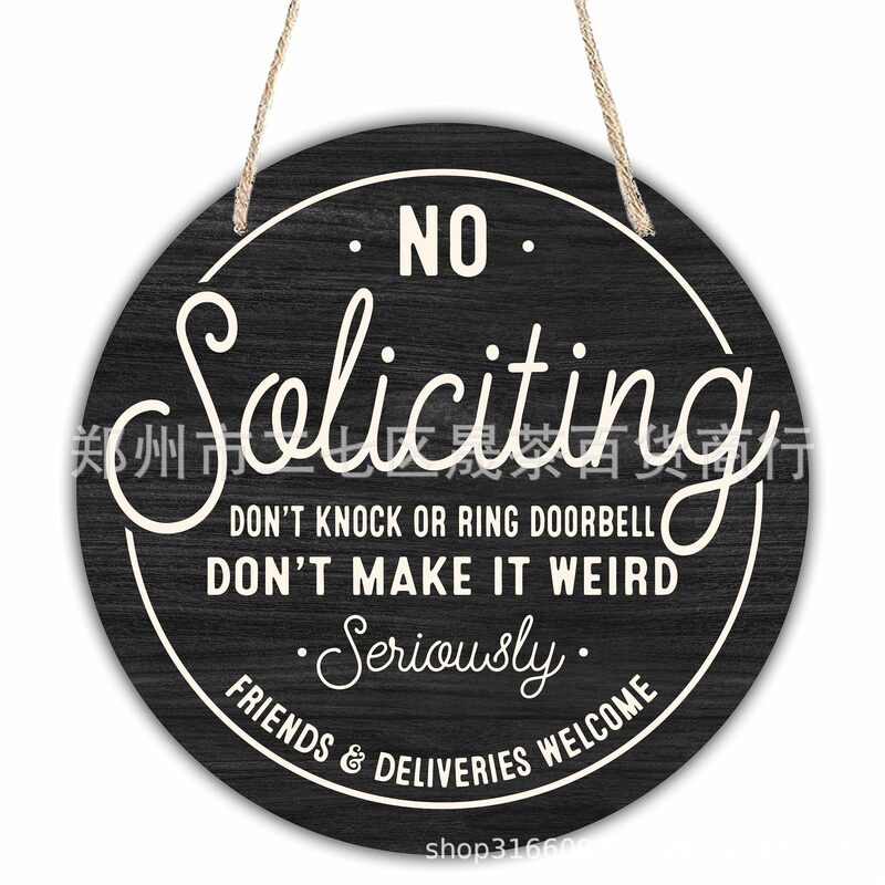 Cross-Border Wooden Front Door Sign, No Soliciting, Do Not Knock, Do Not Ring the Doorbell, House Welcome Sign, Home Decoration