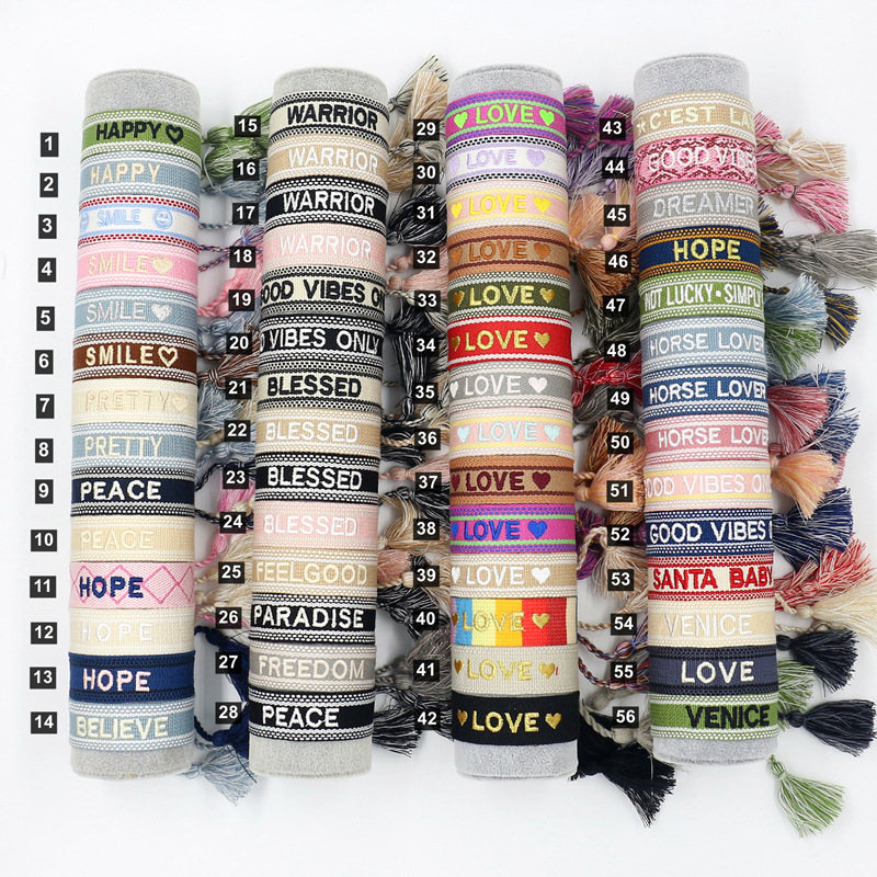 1 Piece Retro Letter Polyester Handmade Unisex Bracelets display picture 2