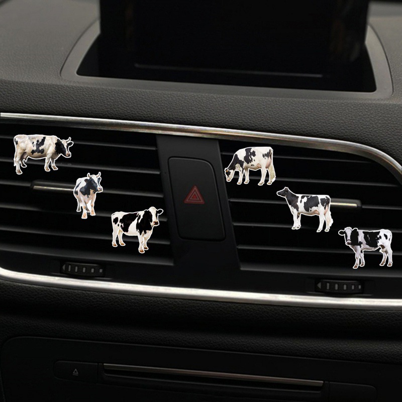 6個一套可愛奶牛汽車出風口香水夾奶牛造型女士汽車香水裝飾夾
