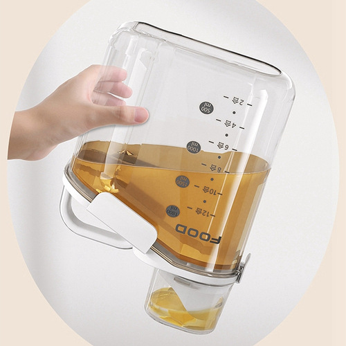 Portable Kitchen Storage Bottle for Five Grains, Noodles, Food-Grade Plastic with Measuring Cup Storage Rice Bucket